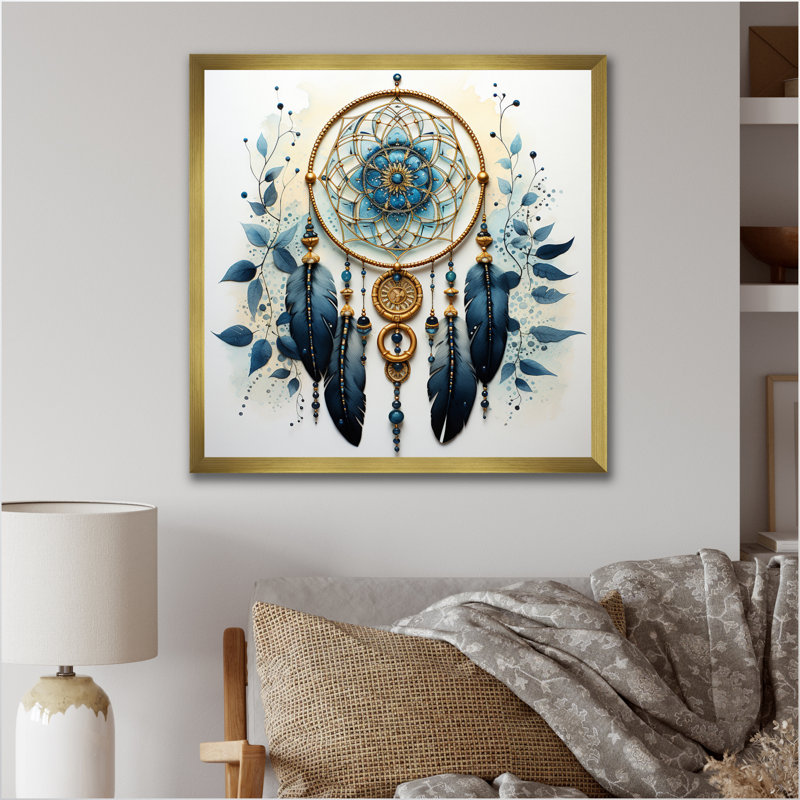 Blue Dream Catcher Minimalist Serenity I - Landscapes Canvas Print, H 30 po x l 30 po x P 1 po, Cadre doré à une seule photo
