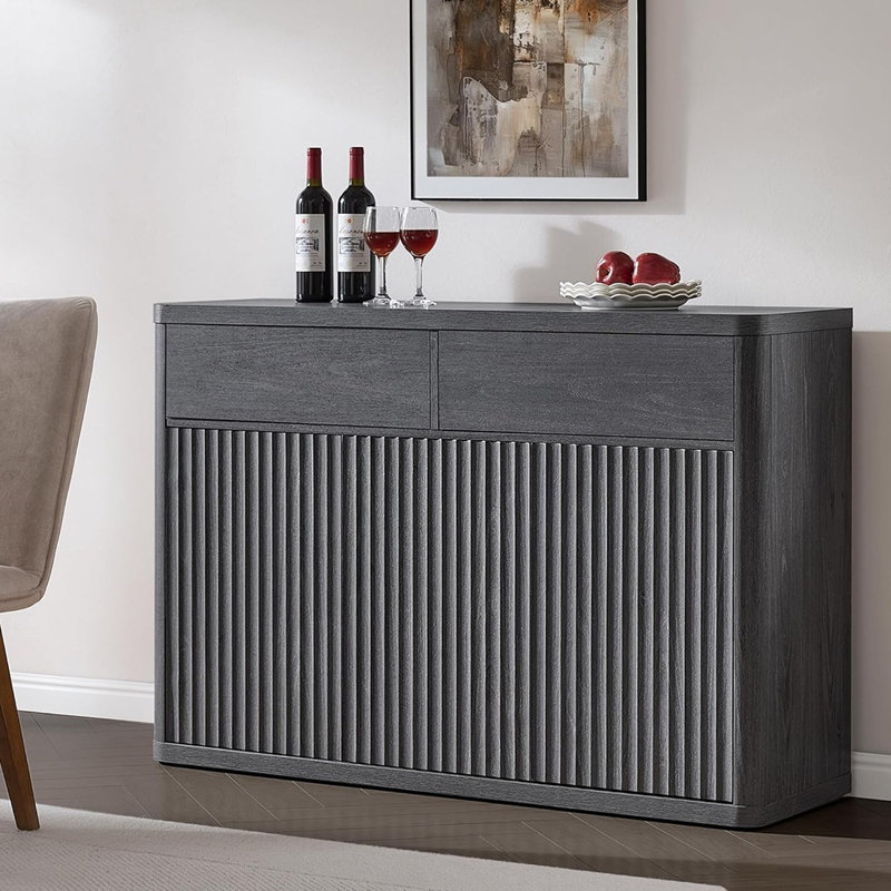 Buffet - Buffet de rangement avec portes, tablettes et 2 tiroirs pour le salon, la salle à manger, la cuisine, le vestibule ou le bureau