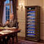 Armoire à vin autoportante, refroidisseur à vin élégant avec porte en verre résistante aux rayons UV, éclairage DEL et support de rangement-125836040
