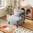  "31.5" convertible chair bed with adjustable backrest, tri-fold sofa bed with steel frame, light grey"