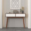 Table d'entrée avec 2 tiroirs à panneaux sculptés, console avec espace de rangement et pieds en bois