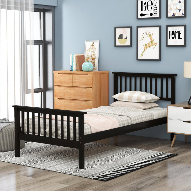 Solid Wood Slat Bed, Espresso