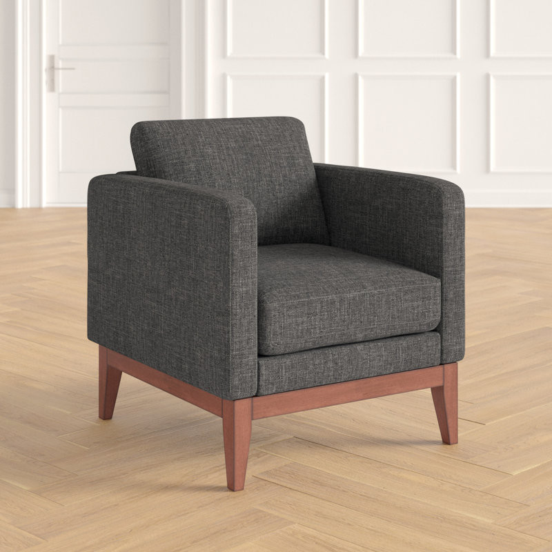 Londell Upholstered Armchair, Heathered Dark Gray Linen