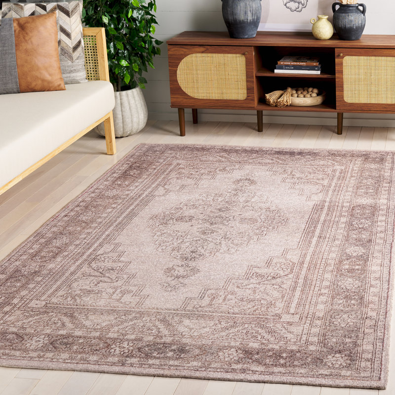 Bilboat Vintage Hand Tufted Pet Yarn/Cotton Oriental Rug in Grey/Beige, Rectangle 5' x 8'
