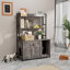 Grand bac à litière pour chat avec tablette de rangement, meubles de toilette cachés pour chat, maison de chat en bois avec patin à griffes, armoire intérieure robuste pour chat avec 2 portes (gris), buffet-1851720165