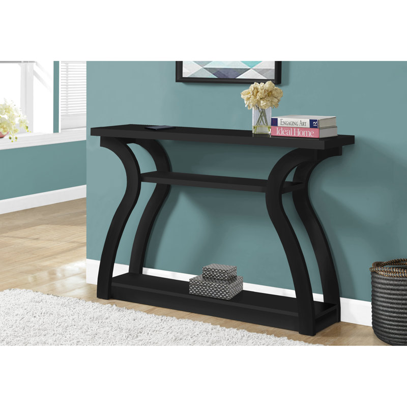 Console noire élégante pour le salon - Vaste rangement moderne en stratifié pour l'entrée et peu encombrant
