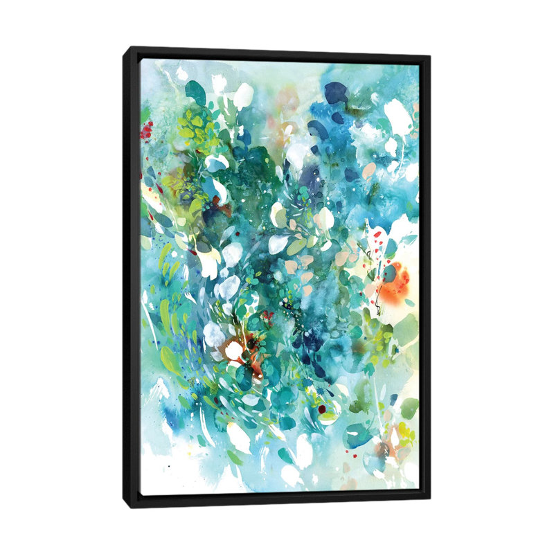 Turquoise Dance 1 Piece Painting on Canvas, 101.6 cm H x 66.04 cm W, Black Framed