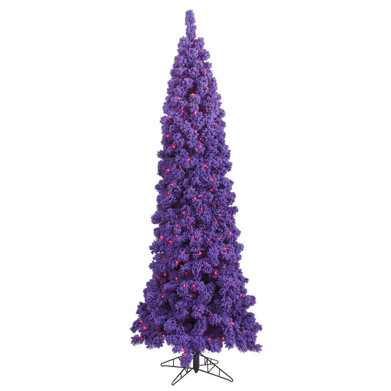 Artificial Christmas Tree with Stand, 6.5' H x 27" W, Purple LED