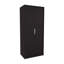 Armoire à portes doubles, tringle suspendue et tablettes intérieures, garde-robe moderne autoportante, noir