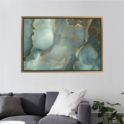Modern Tempered Glass Print Canvas: Elegant Abstract Wall Art,1P GoldFramedCanvas
