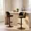 Ensemble de 2 tabourets de bar en tissu vert avec tabourets de bar réglables en hauteur et dossier en métal noir-130445368-130445369