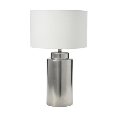 Glam Stoneware Lamp with Linen Shade