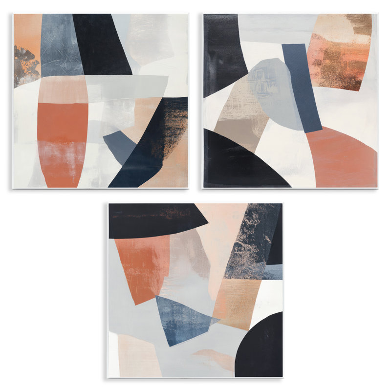 Ensemble de 3 plaques murales Fragmented Visions Abstracts, design par Mona Grace