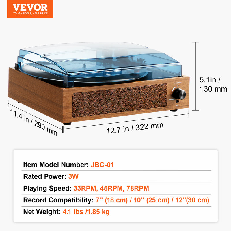 Portable Decorative Record Player with Bluetooth