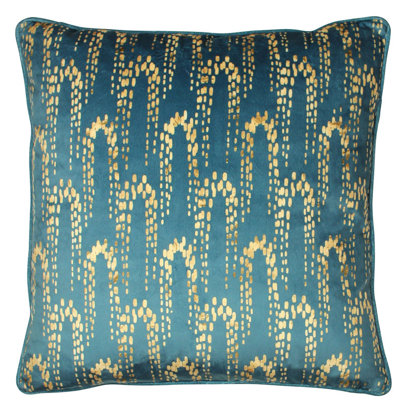 Geometric Square Throw Pillow Cover, Petrol