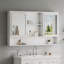 Armoire de salle de bain murale avec portes à double miroir, tablettes réglables et rangement ouvert-1379269163