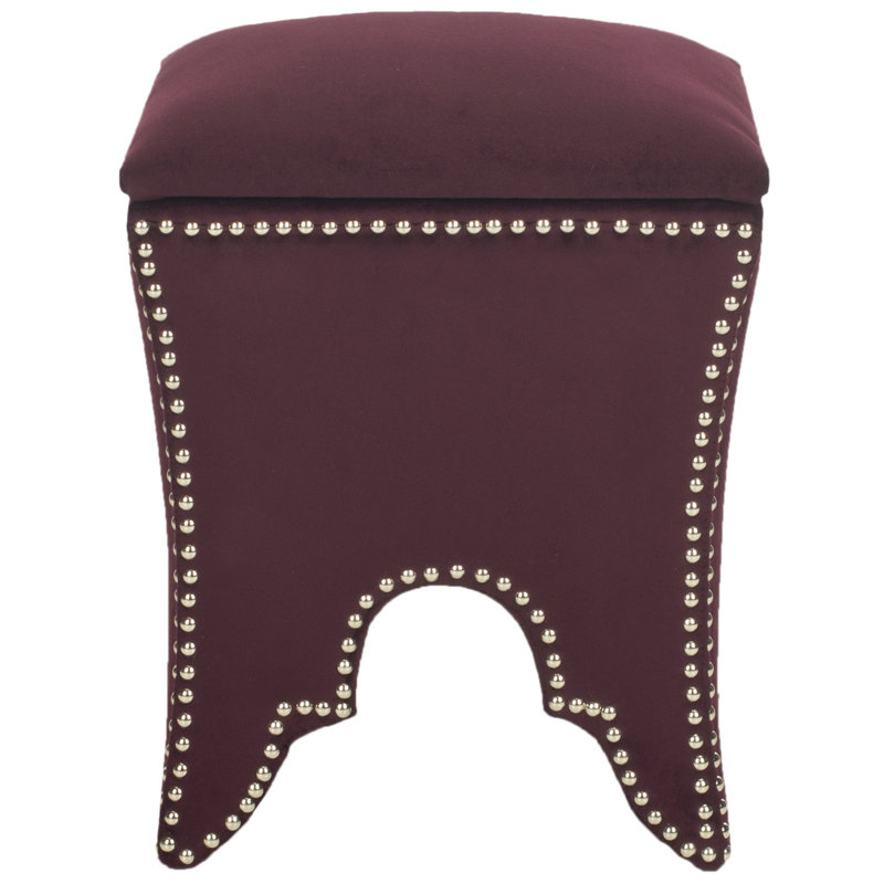 Upholstered Ottoman, Silver, Bordeaux