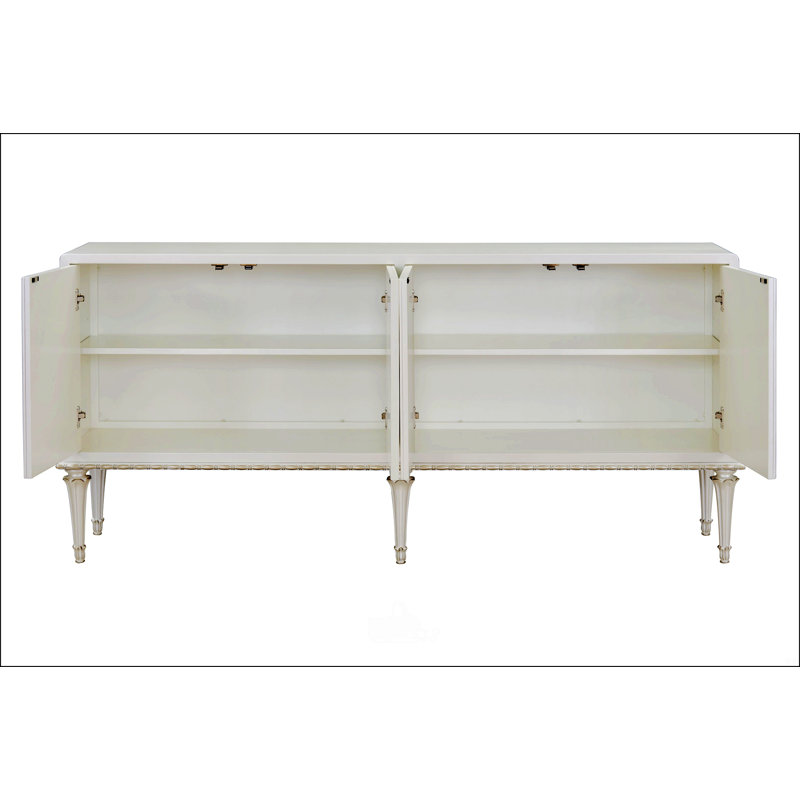 Armoire console blanche et argentée