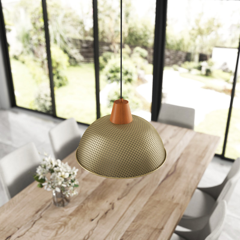 Luminaire suspendu conique à 1 lumière Bernyce, H 78,18 po x l 10,23 po x P 10,23 po, Or