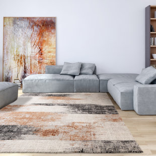 Abrienne Soft Lines Orange/Grey/Black Rug