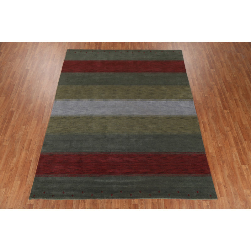 Striped Wool Gabbeh Oriental Area Rug 8x10