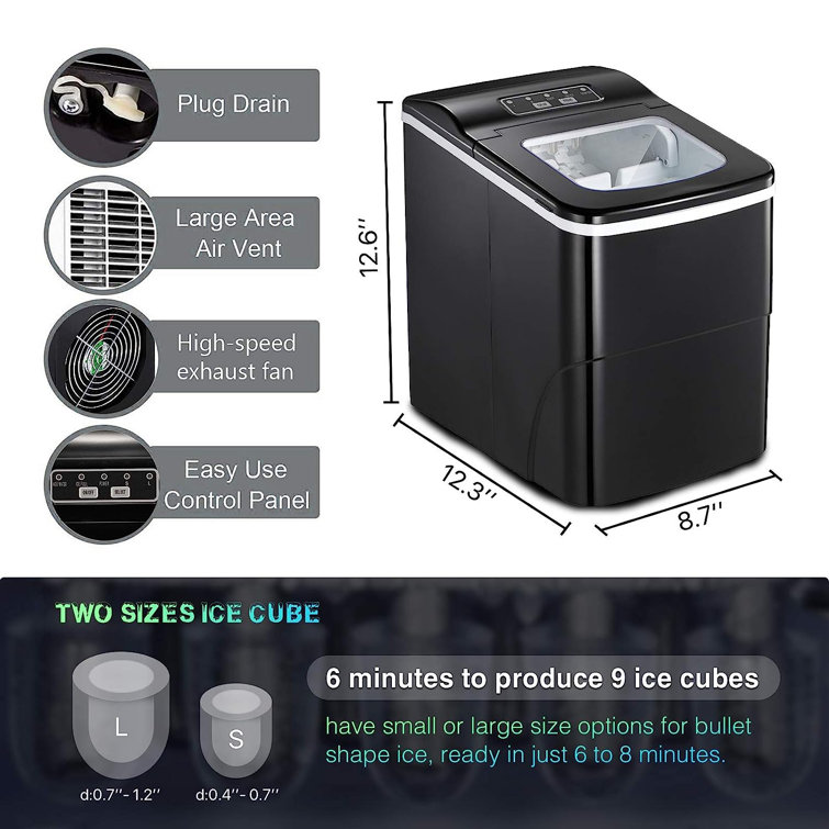 ColorLife 26 Lb. Daily Production Bullet Ice Portable Ice Maker