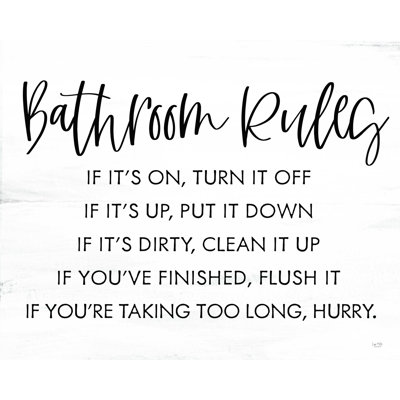 «Bathroom Rules» par Lux + Me Designs - impression sur toile tendue