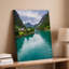 Toile, "Vue panoramique d'un fjords norvégien serein" avec art mural, rivière turquoise qui reflète le ciel nuageux encadré d'une toile-852060723