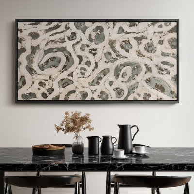 Extra Large Organic Abstract Loop Pattern in Sage Green and Ivory Tones Print Wall Art