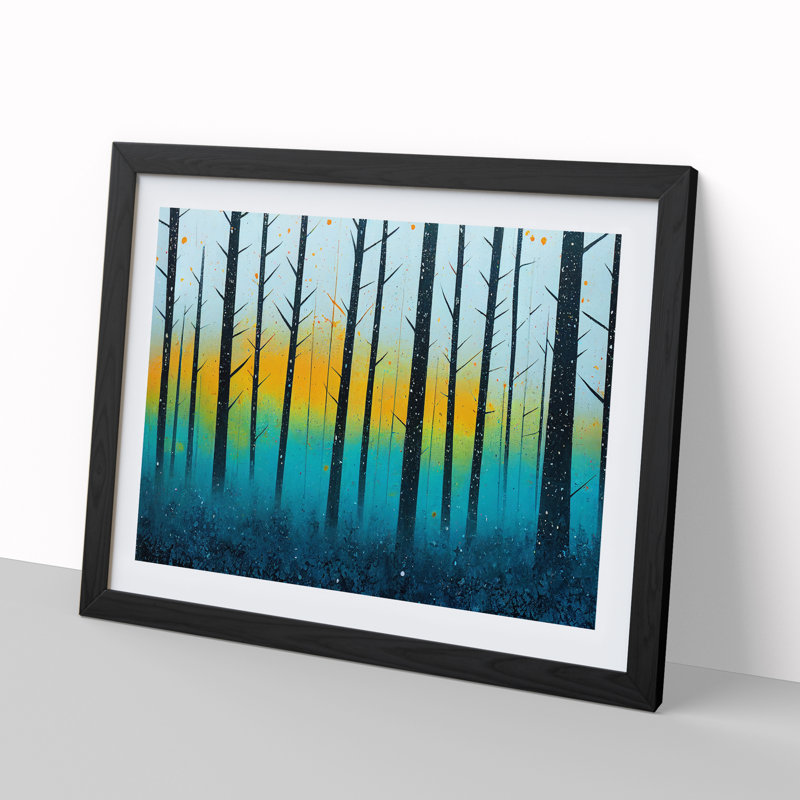 Summer Forest Splatter Vol.1 Abstract - Single Picture Frame Print, Black Framed, 25cm H x 34cm W x 2cm D