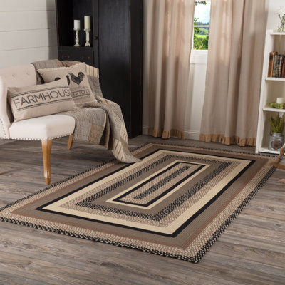  Tapis noir / gris à motif géométrique en jute tressé