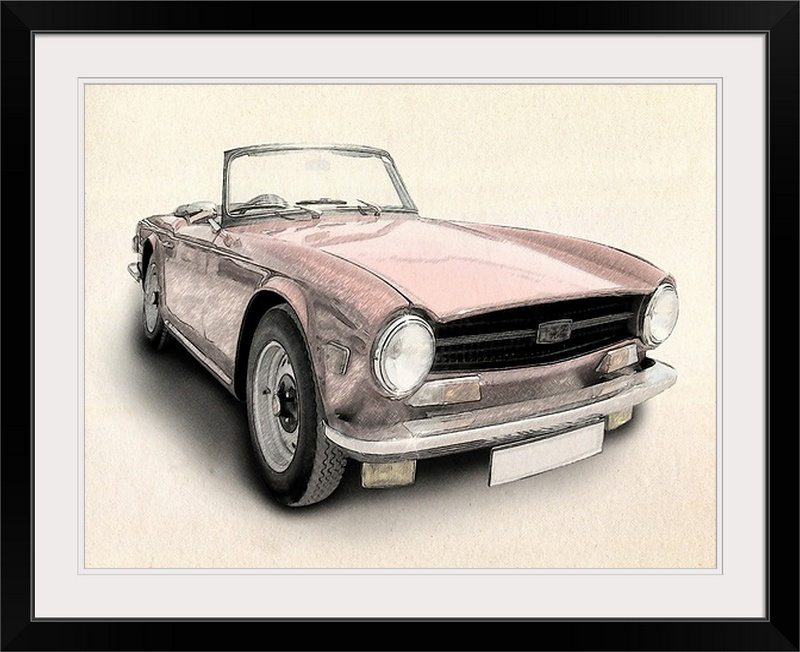 «Triumph TR6» par Deschamps, impression, H 20 po x l 24 po x P 1 po, Cadre noir