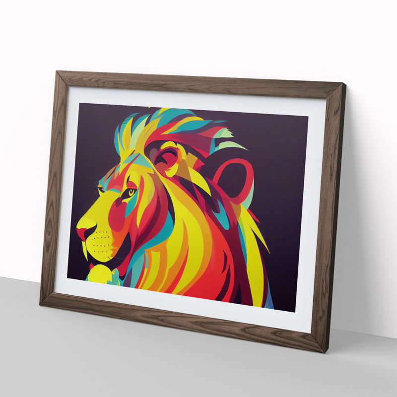 Lion Pop 1 Piece Single Picture Frame Wall Art, 25cm H x 34cm W x 2cm D, Walnut