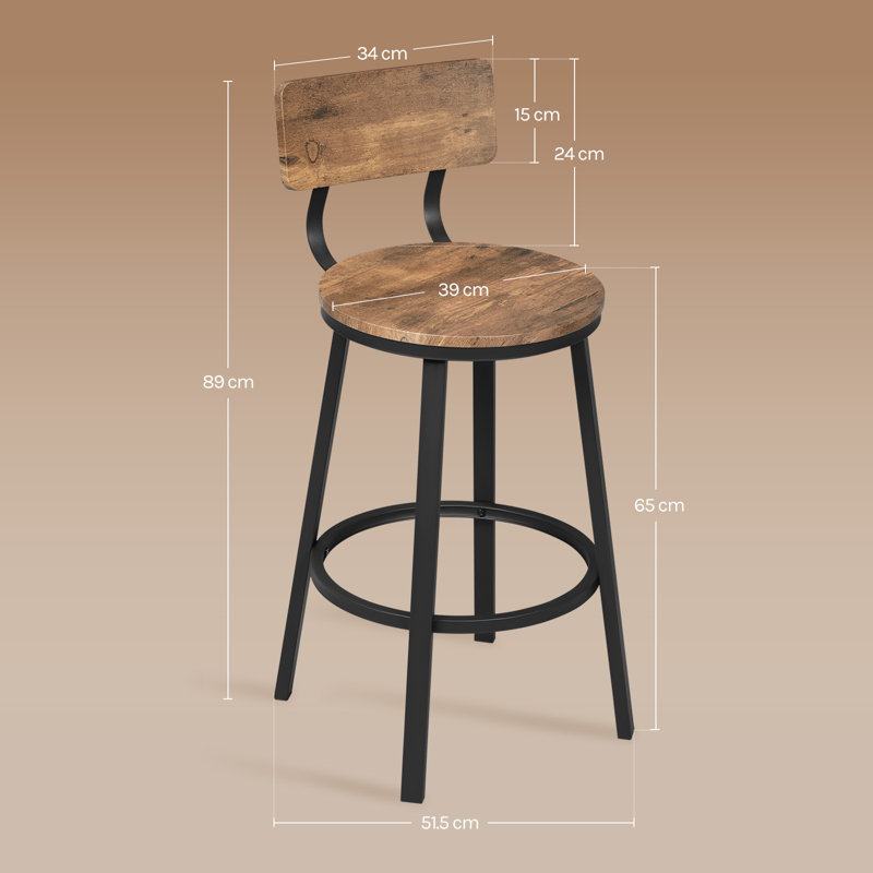 Annik Counter Stool with Metal Frame, Brown/Black