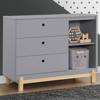 Poppy 3 Drawer Dresser with Cubbies and Interlocking Drawers