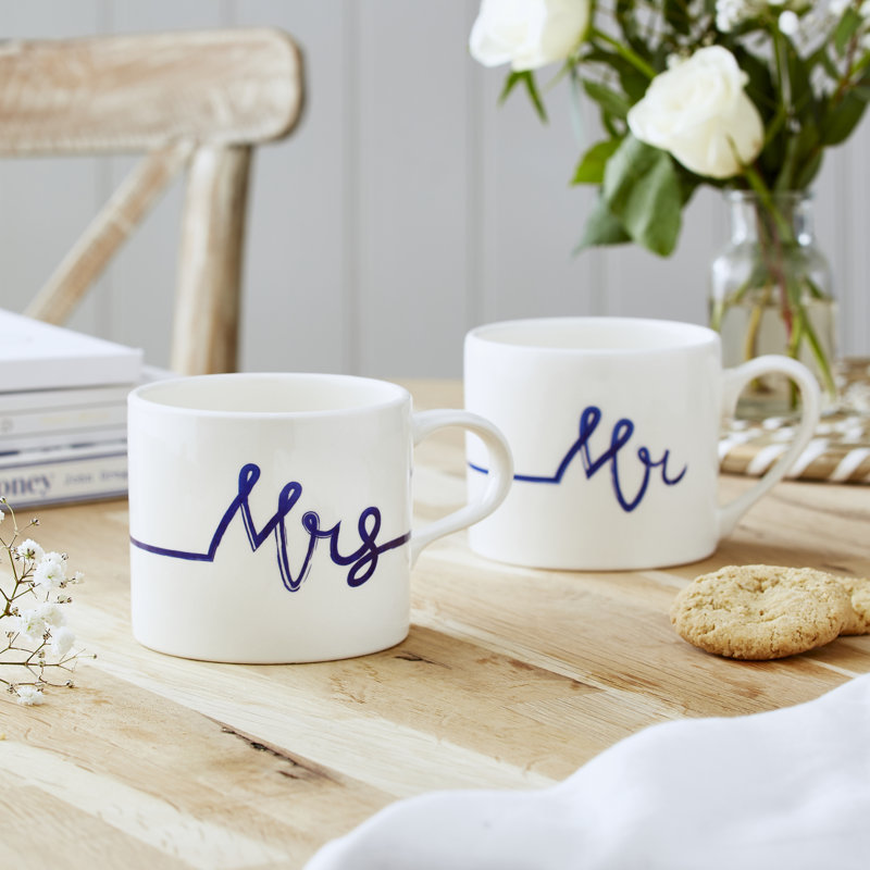 Mug Meirion Short Mugs Blue & White Mrs Mug Single Mug