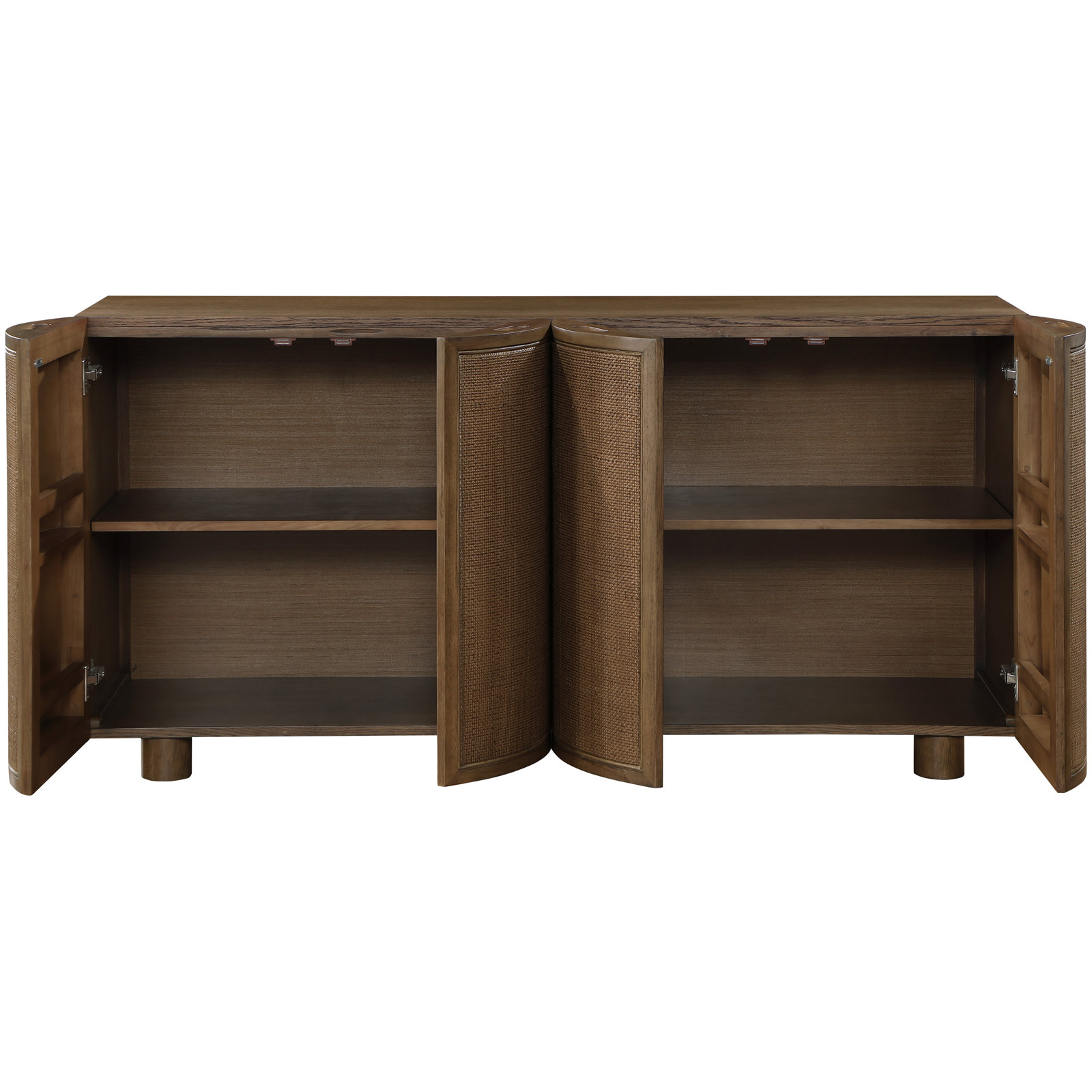 Solid Wood and Cane Sideboard, Brown