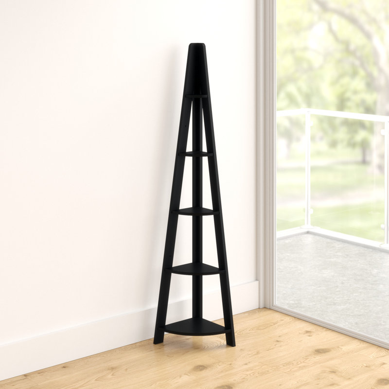 Arelious 175.4cm H x 38.6cm W Corner Bookcase, Black