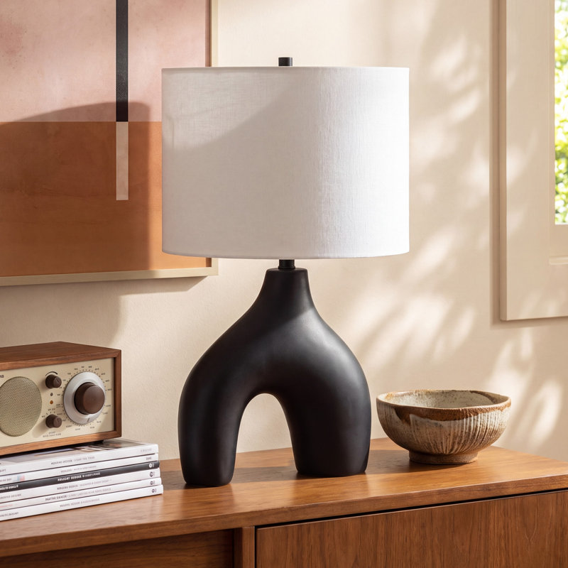 Arlis Ceramic Table Lamp, Black