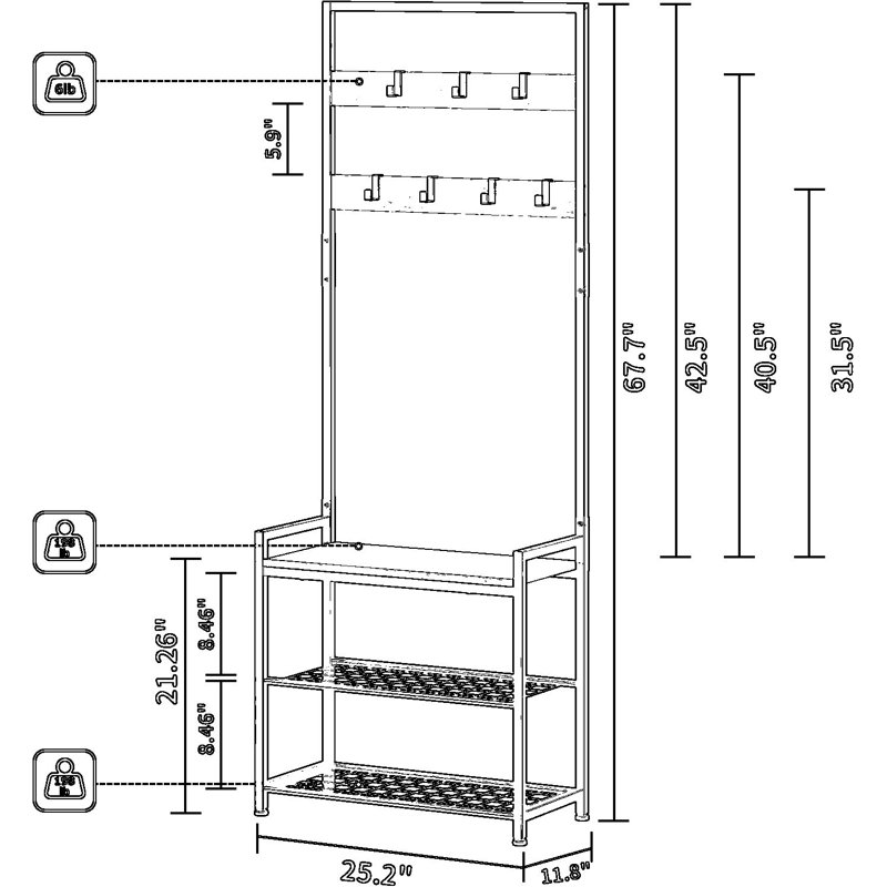 Hall Tree With Shoe Storage Bench And Coat Rack - 3-In-1 Entryway Organizer For Hallway, Mudroom, And Small Spaces