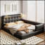 Lit plateforme tapissier avec 2 lampes de lecture-1171093278