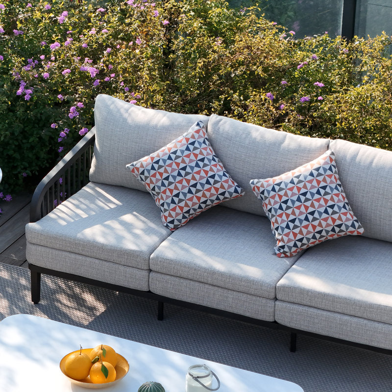 Asheville Patio Aluminum 5 Person Conversation Set With Sintered Stone Coffee Table