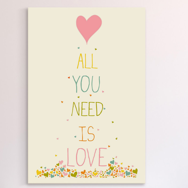« all you needs cœur » par karen zukowski, reproduction d’art sur toile tendue, H 18 po x l 12 po x P 1,5 po