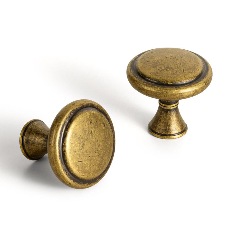 Boutons d'armoire d'inspiration rétro 1 1/4 po, Laiton antique