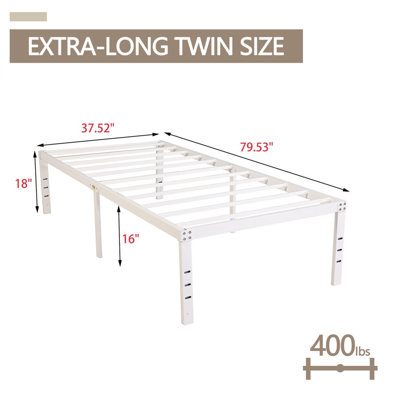 Base de lit plateforme en métal, Blanc, Simple TG