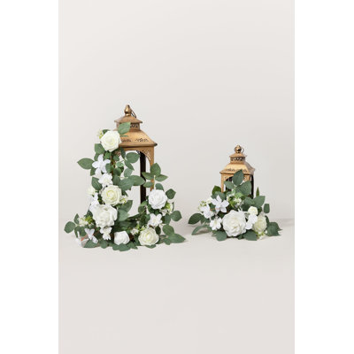 Guirlandes de fleurs Ling's Moment de 60 cm (2 pieds) blanches et sauge