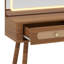 Coiffeuse de maquillage rétro avec miroir et lumières, bureau de coiffeuse avec 5 tiroirs et tablette de rangement, conception de tiroir en rotin-405511761
