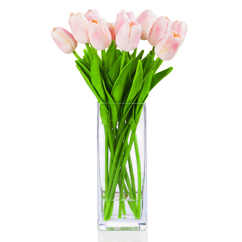 Natural Fibres Tulip Arrangement in Vase, Pink