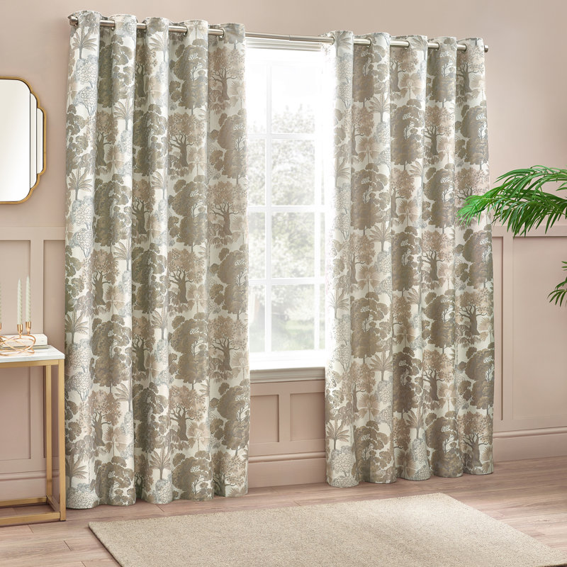 Cashwell Jacquard Eyelet Curtains, 117 x 183 cm, Natural