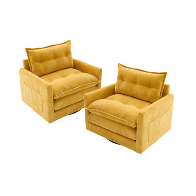36" Chenille Upholstered Single Swivel Chair